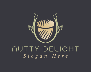 Hazelnut - Oak Branch Acorn logo design