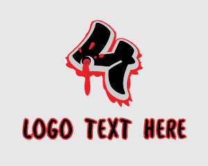 Gang - Splatter Graffiti Number 4 logo design