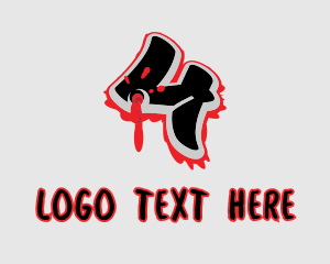 Blood - Splatter Graffiti Number 4 logo design