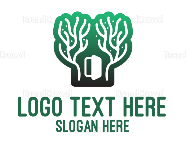Green Gradient Forest Stroke Logo