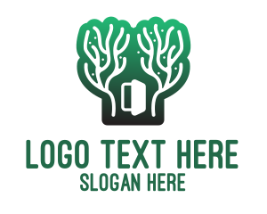 Cabin - Green Gradient Forest Stroke logo design