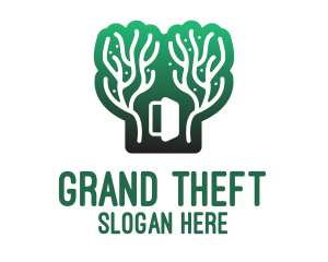 Cabin - Green Gradient Forest Stroke logo design