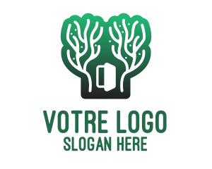 Cabin - Green Gradient Forest Stroke logo design