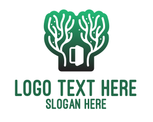 Vegetation - Green Gradient Forest Stroke logo design
