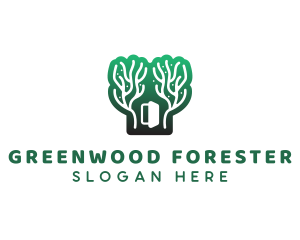 Green Gradient Forest Stroke logo design