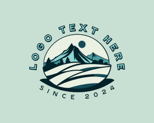 Hiker Mountain Trekking Logo