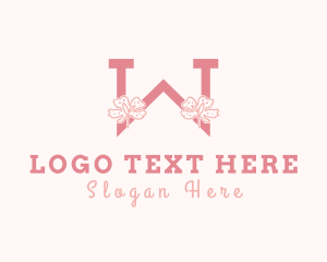 Beauty - Pink Flowers Letter W logo design