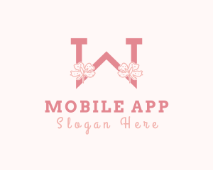 Pink Flowers Letter W Logo