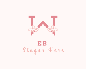 Natural - Pink Flowers Letter W logo design