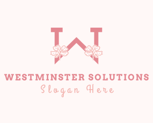 Pink Flowers Letter W logo design