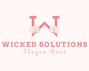 Pink Flowers Letter W logo design