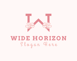 Pink Flowers Letter W logo design