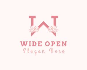 Pink Flowers Letter W logo design