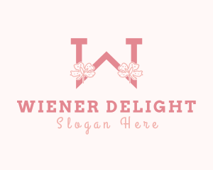 Pink Flowers Letter W logo design