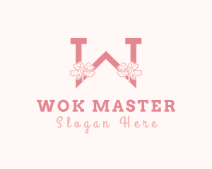 Pink Flowers Letter W logo design