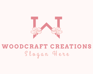 Pink Flowers Letter W logo design