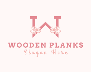 Pink Flowers Letter W logo design