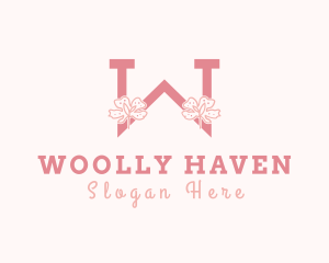 Pink Flowers Letter W logo design