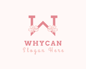 Pink Flowers Letter W logo design