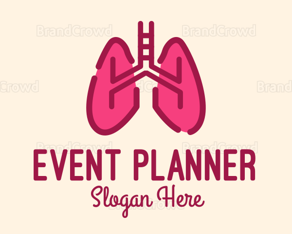 Pink Respiratory Lungs Logo