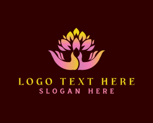 Meditation - Lotus Spa Hand logo design