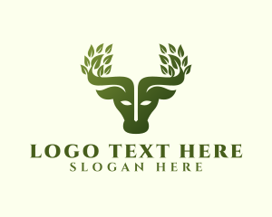 Cow - Natural Bull Leaf logo design