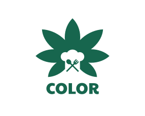 Cutlery - Cannabis Chef Hat logo design