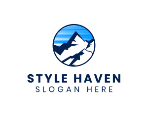 Skiing - Tall Mountain Peak logo design