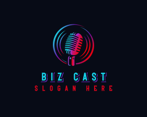 Podcast - Microphone Podcast Radio logo design