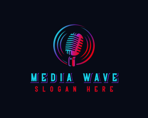 Broadcasting - Microphone Podcast Radio logo design