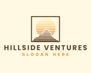 Hillside - Mountain Adventure Sunset logo design