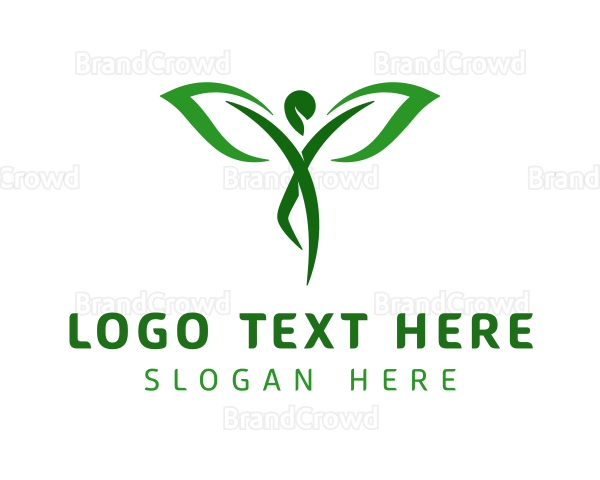 Green Yoga Human Leaf Logo