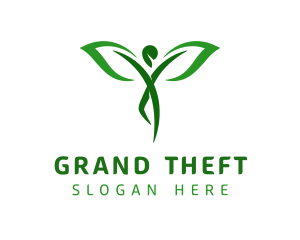 Green Yoga Human Leaf Logo