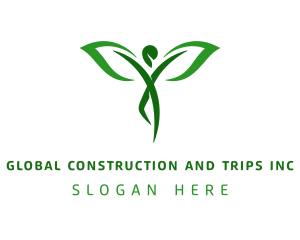 Health - Green Yoga Human Leaf logo design