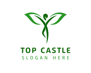 Therapeutical - Green Yoga Human Leaf logo design
