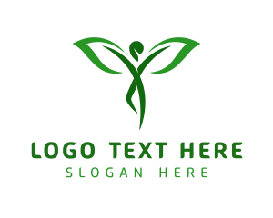 Green Yoga Human Leaf Logo