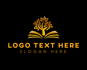 Wisdom - Book Wood Tree logo design