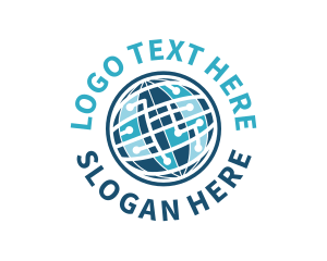 Global - Digital Sphere Globe logo design