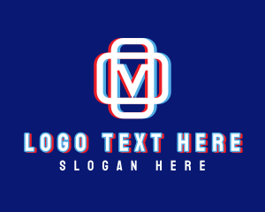 Glitch - Static Motion Letter M logo design
