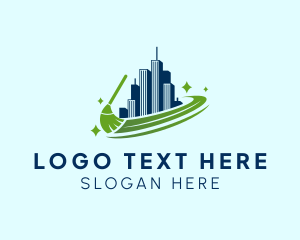 Disinfect - Building Broom Cleaning logo design