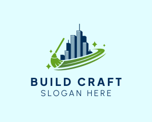 Building Broom Cleaning logo design