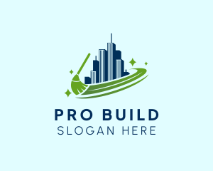 Building Broom Cleaning logo design