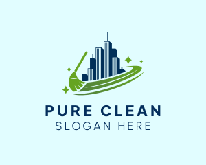 Building Broom Cleaning logo design