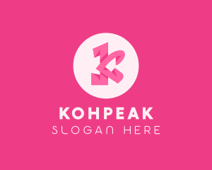 Pink Fashion Letter K logo design