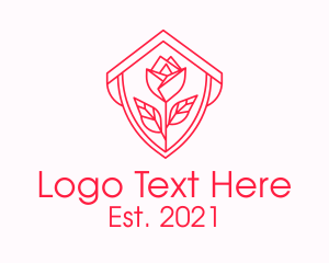 Crest - Rose Crest Line Art logo design