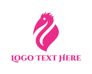 Pink Flamingo - Pink Pelican Bird logo design