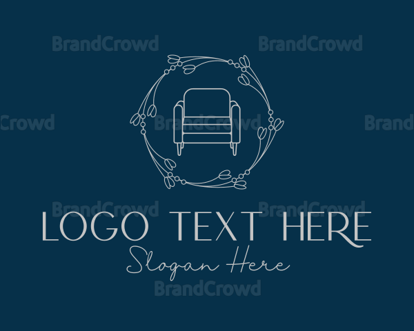 Floral Wreath Sofa Furniture Logo