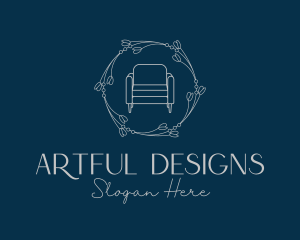 Floral Wreath Sofa Furniture logo design