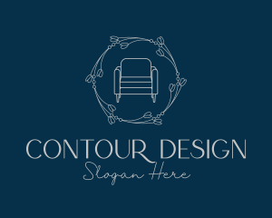 Floral Wreath Sofa Furniture logo design