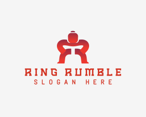 Wrestling - Sumo Wrestler Athlete logo design